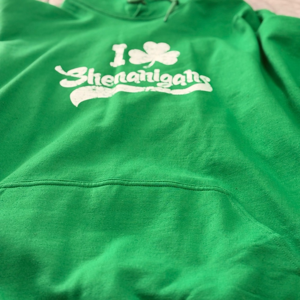 Gildan Green Hoodie with Shamrock Print